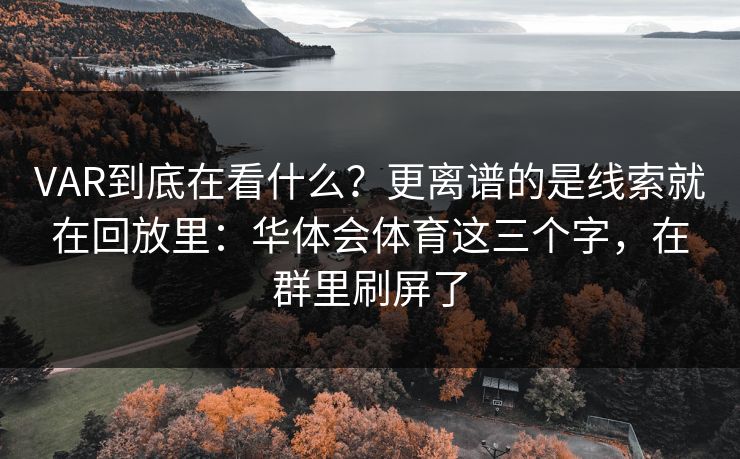 VAR到底在看什么?更离谱的是线索就在回放里:华体会体育这三个字,在群里刷屏了 VAR到底在看什么?更离谱的是线索就在回放里:华体会体育这三个字,在群里刷屏了
