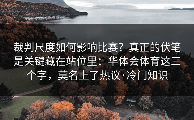 裁判尺度如何影响比赛？真正的伏笔是关键藏在站位里：华体会体育这三个字，莫名上了热议·冷门知识
