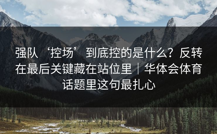 强队‘控场’到底控的是什么？反转在最后关键藏在站位里｜华体会体育话题里这句最扎心