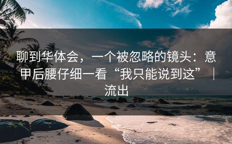 聊到华体会，一个被忽略的镜头：意甲后腰仔细一看“我只能说到这”｜流出