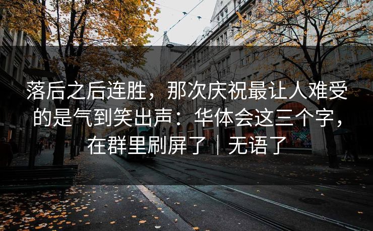 落后之后连胜，那次庆祝最让人难受的是气到笑出声：华体会这三个字，在群里刷屏了｜无语了