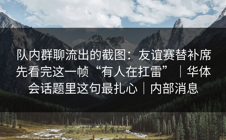 队内群聊流出的截图：友谊赛替补席先看完这一帧“有人在扛雷”｜华体会话题里这句最扎心｜内部消息